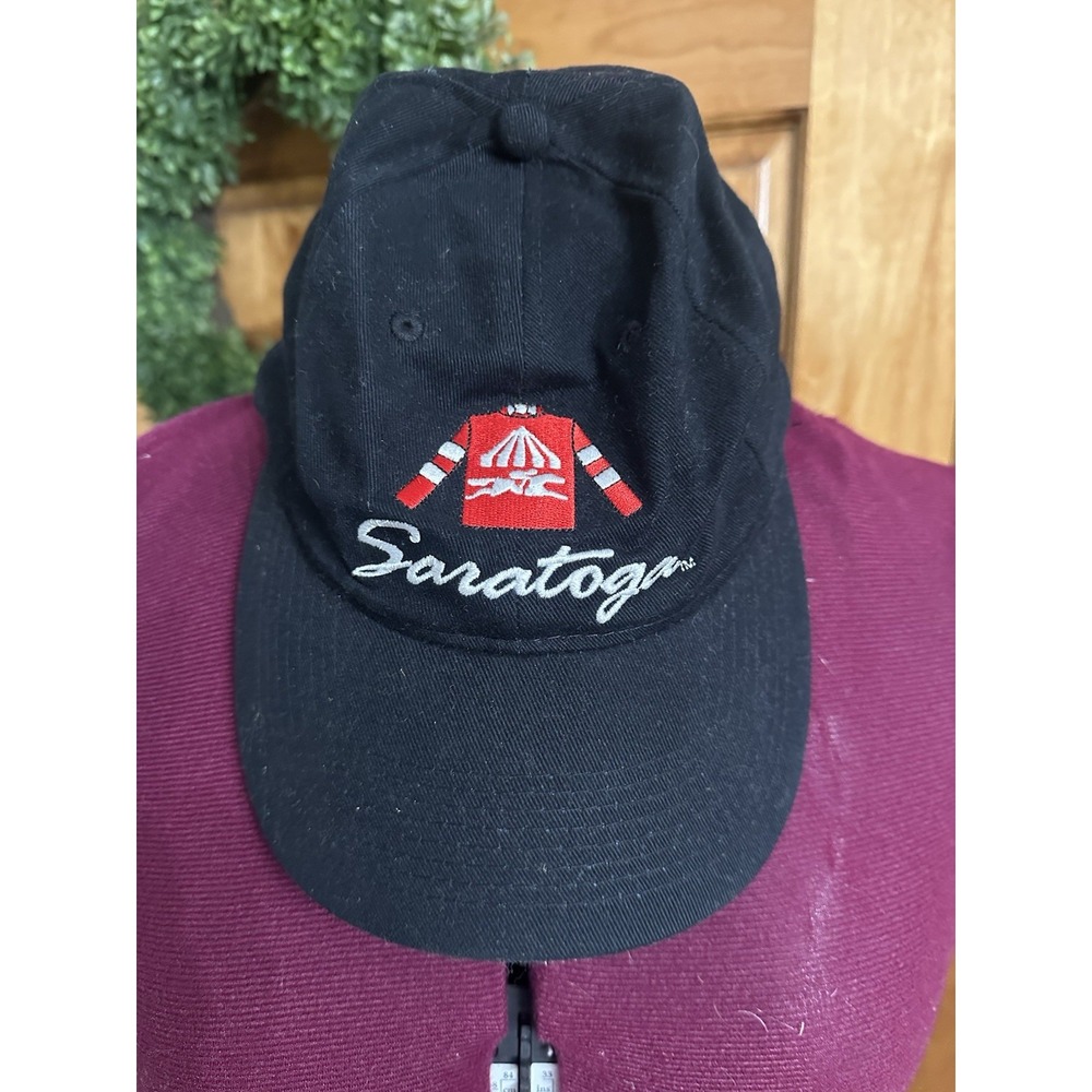 Saratoga Horse Racing Snapback Hat Cap Black Embroidered Adjustable